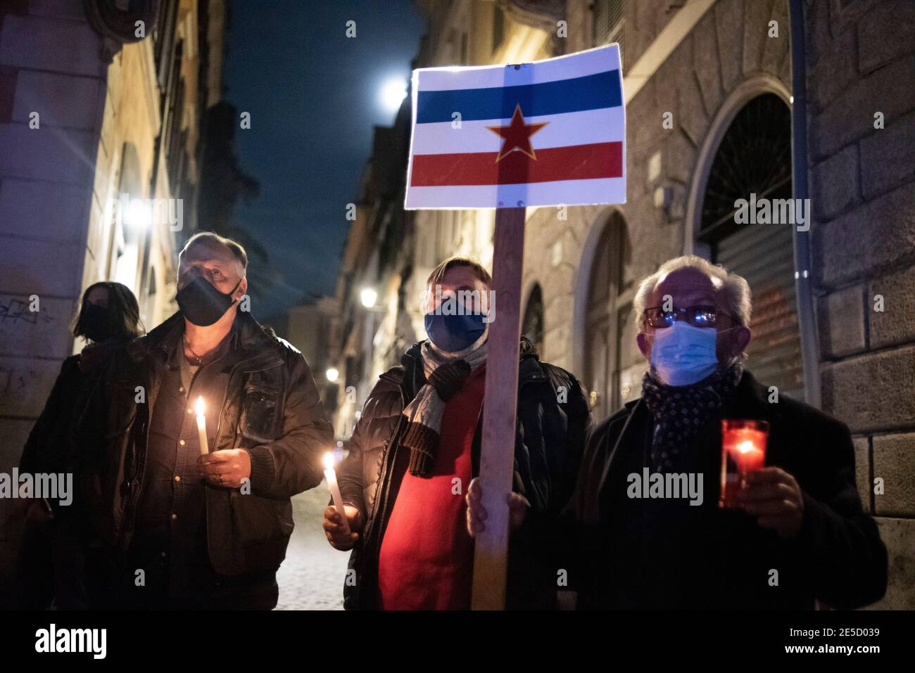 Rome, 27/01/2021. Today, a candlelit vigil was held in Rome's Via degli  Zingari to remember - as claimed by the organisers - the “forgotten victims  of the Holocaust”: Roma, Sinti, Camminanti, homosexual