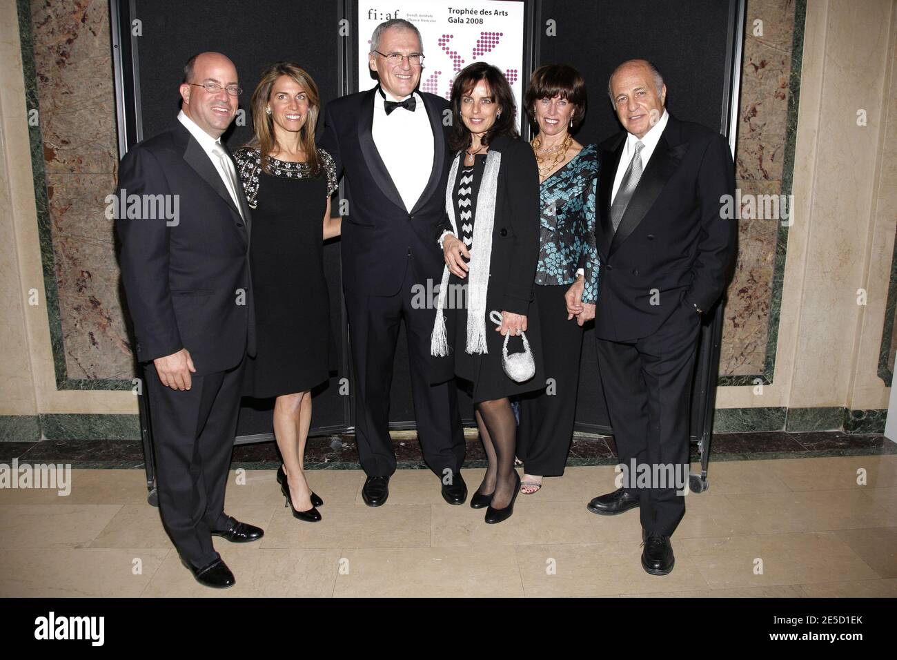 (L-R) NBC Universal CEO Jeff Zucker with his wife Caryn, Vivendi COO Jean-Bernard Levy with his wife Odile and Universal Music Group CEO Doug Morris and his wife Monique attend the FIAF 2008 Trophee des Arts Gala honoring Philippe de Montebello and Jean-Bernard Levy, at the Plaza Hotel in New York City, NY, USA on October 29, 2008. Photo by Aton Pak/ABACAPRESS.COM Stock Photo