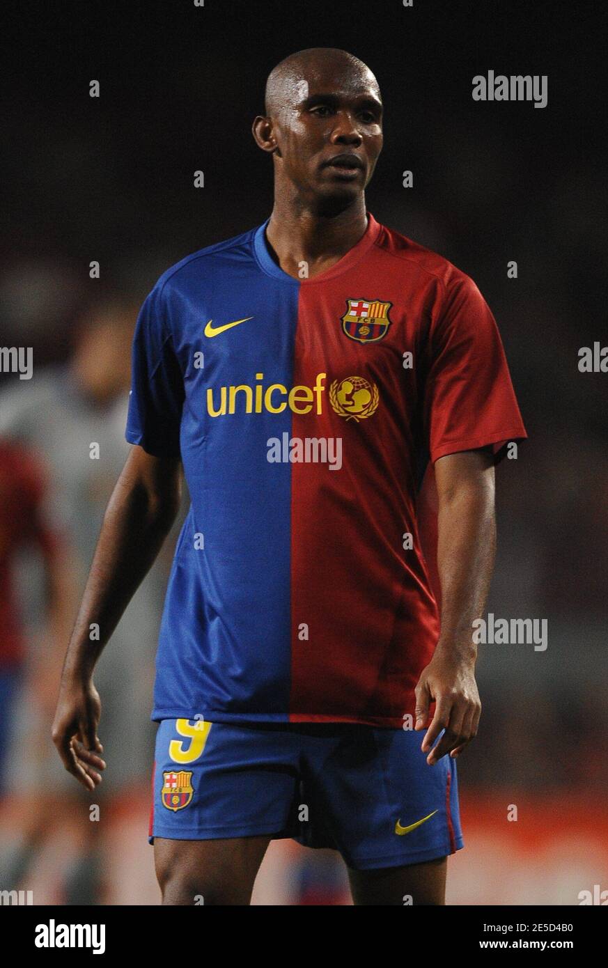 Barcelona's Samuel Eto'o during a Champions League Soccer match, FC  Barcelona vs Basel at the Camp Nou stadium in Barcelona, Spain on November  4, 2008. The match ended in a 1-1 draw.