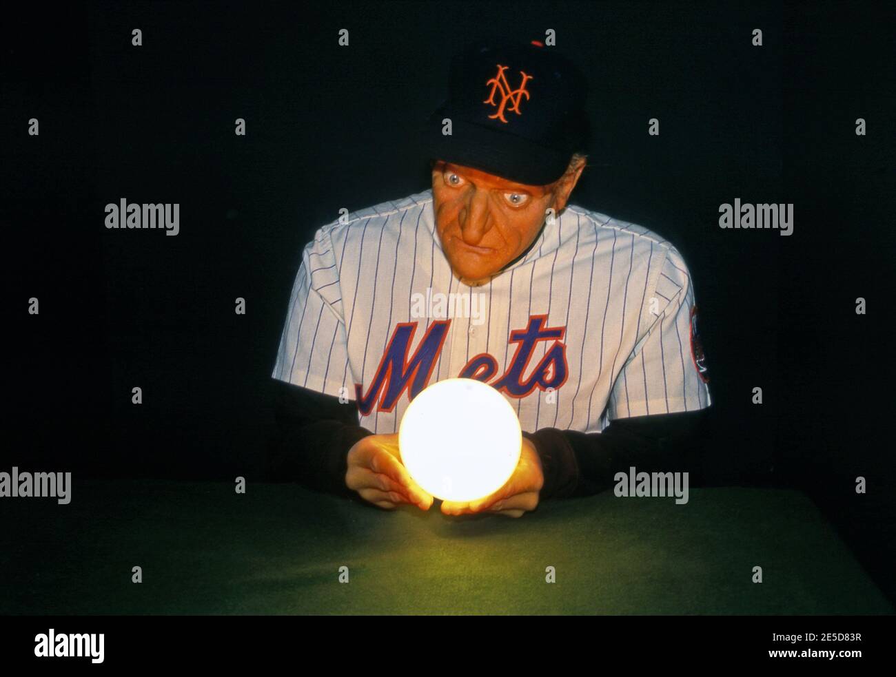 Wax figure of Casey Stengel as manager of the New York Mets with crystal ball on display at tourist attraction in Cooperstown, New York. Stock Photo