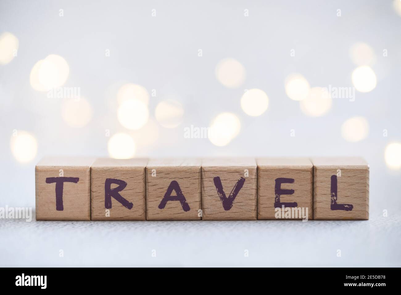 Word Travel made from wooden building blocks Stock Photo