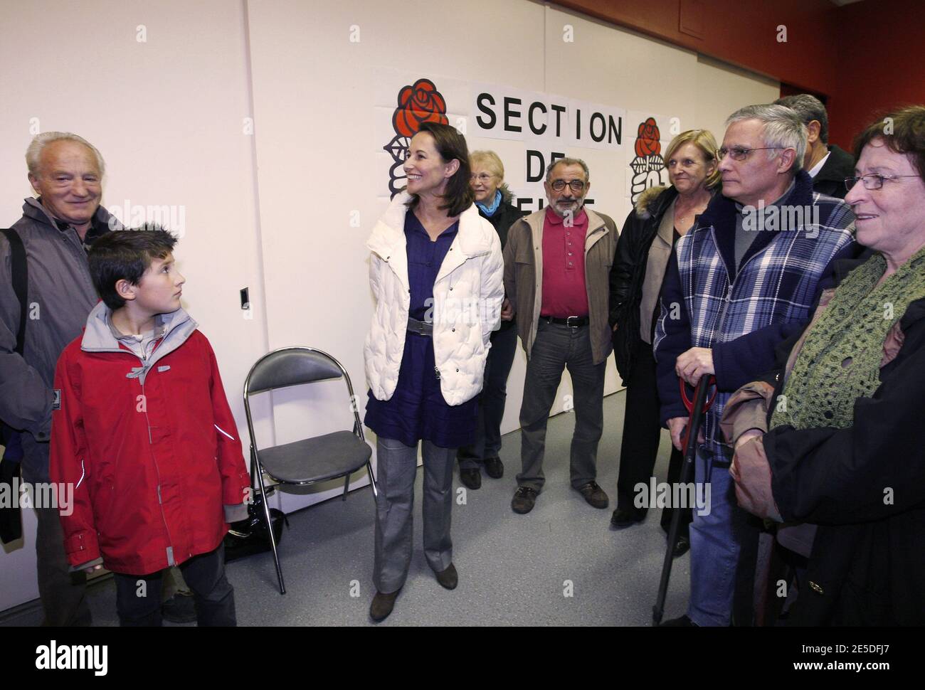 Segolene Royal, one of three candidates who is campaigning to become head of French Socialist Party at a polling station in Melle, France on November 20, 2008. Photo by Patrick Bernard/ABACAPRESS.COM Stock Photo