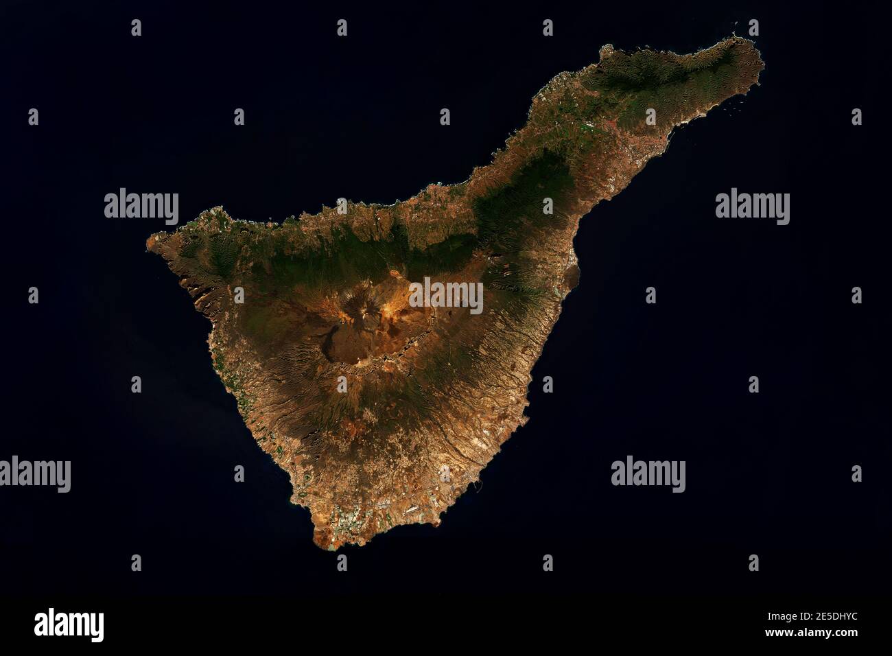 High resolution satellite image of Tenerife, Canary Islands, Spain - contains modified Copernicus Sentinel Data (2020) Stock Photo