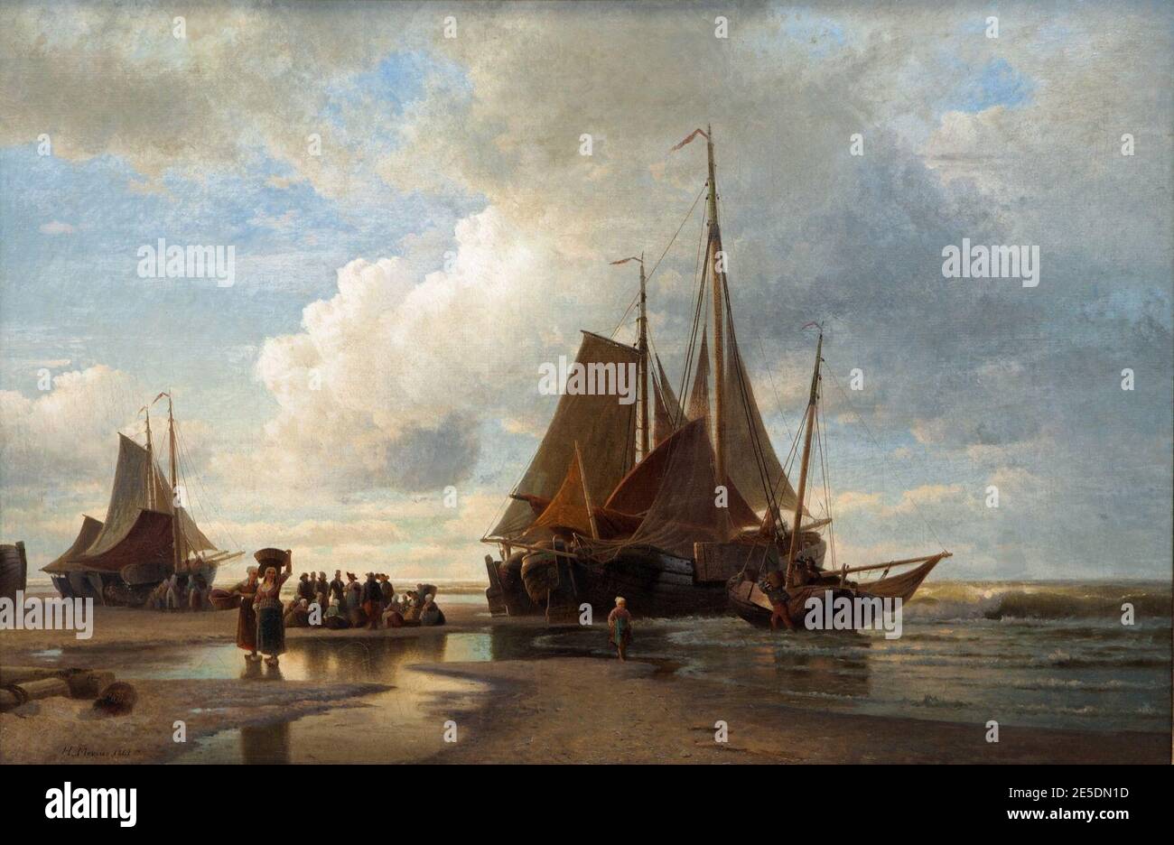 Mevius Fischerleute beim Entladen des Fanges Stock Photo