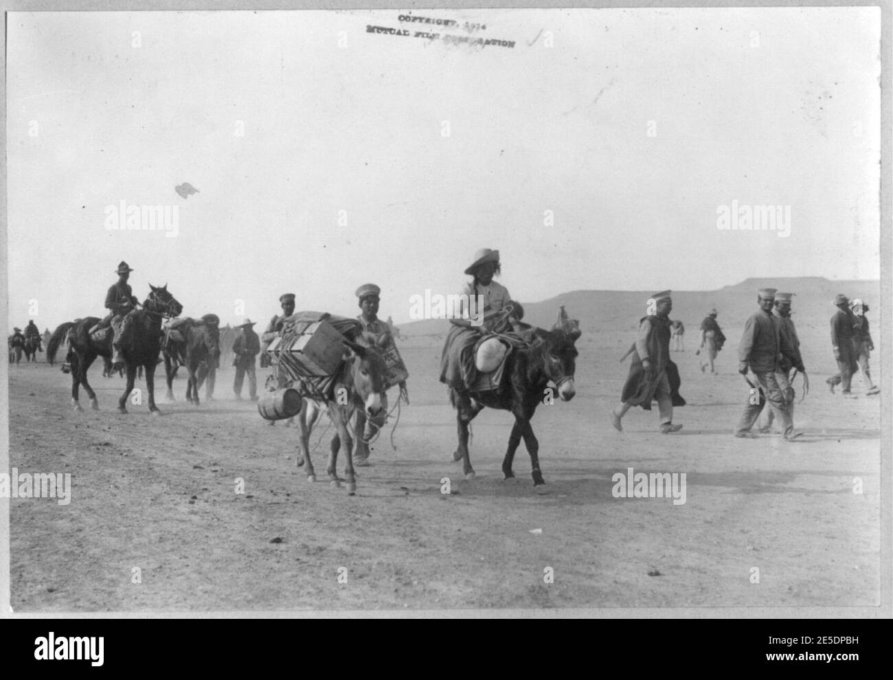 Mexican War, 1914- Soldiers Walking With Pack Burros Stock Photo - Alamy