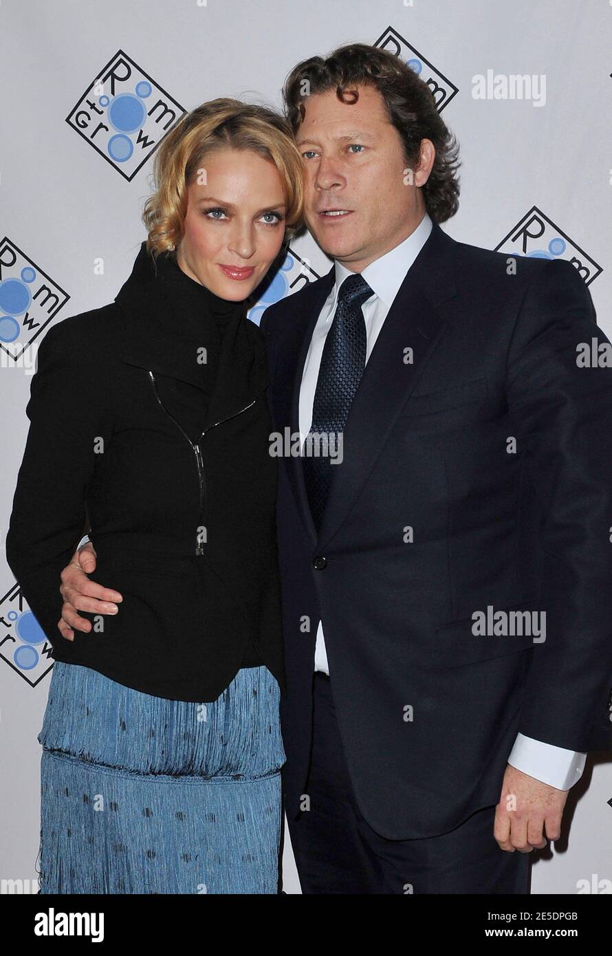 Actress Uma Thurman and companion Arpad Busson attend 'The Room to Grow' 10th Anniversary Benefit Gala held at Christie's in New York City, NY, USA on December 2, 2008. Photo by Slaven Vlasic/ABACAPRESS.COM Stock Photo