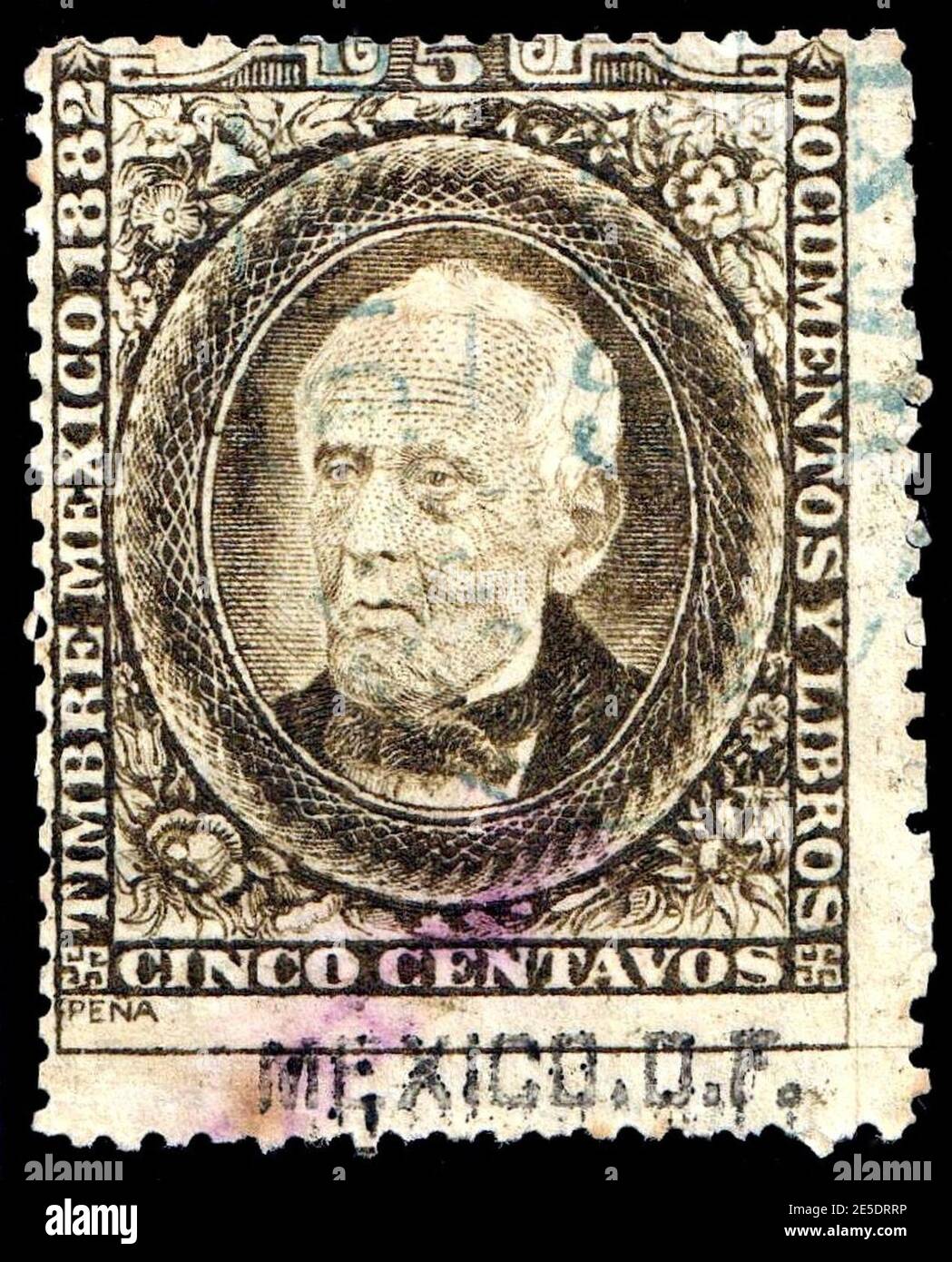 Mexico 1882 documents revenue F92A Mexico DF. Stock Photo