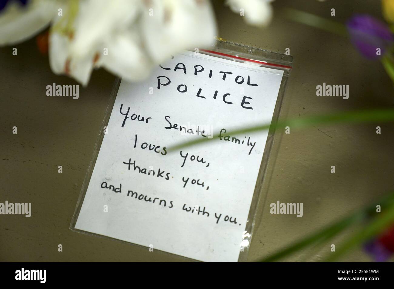 Washington, United States. 27th Jan, 2021. A vigil honoring United States Capitol Police Officer Brian Sicnick is seen in the U.S. Capitol in Washington, DC on Wednesday, January 27, 2021. Officer Sicknick passed away due to injuries sustatined while on duty at the U.S. Capitol on January 6, 2021. Photo by Leigh Vogel/UPI Credit: UPI/Alamy Live News Stock Photo