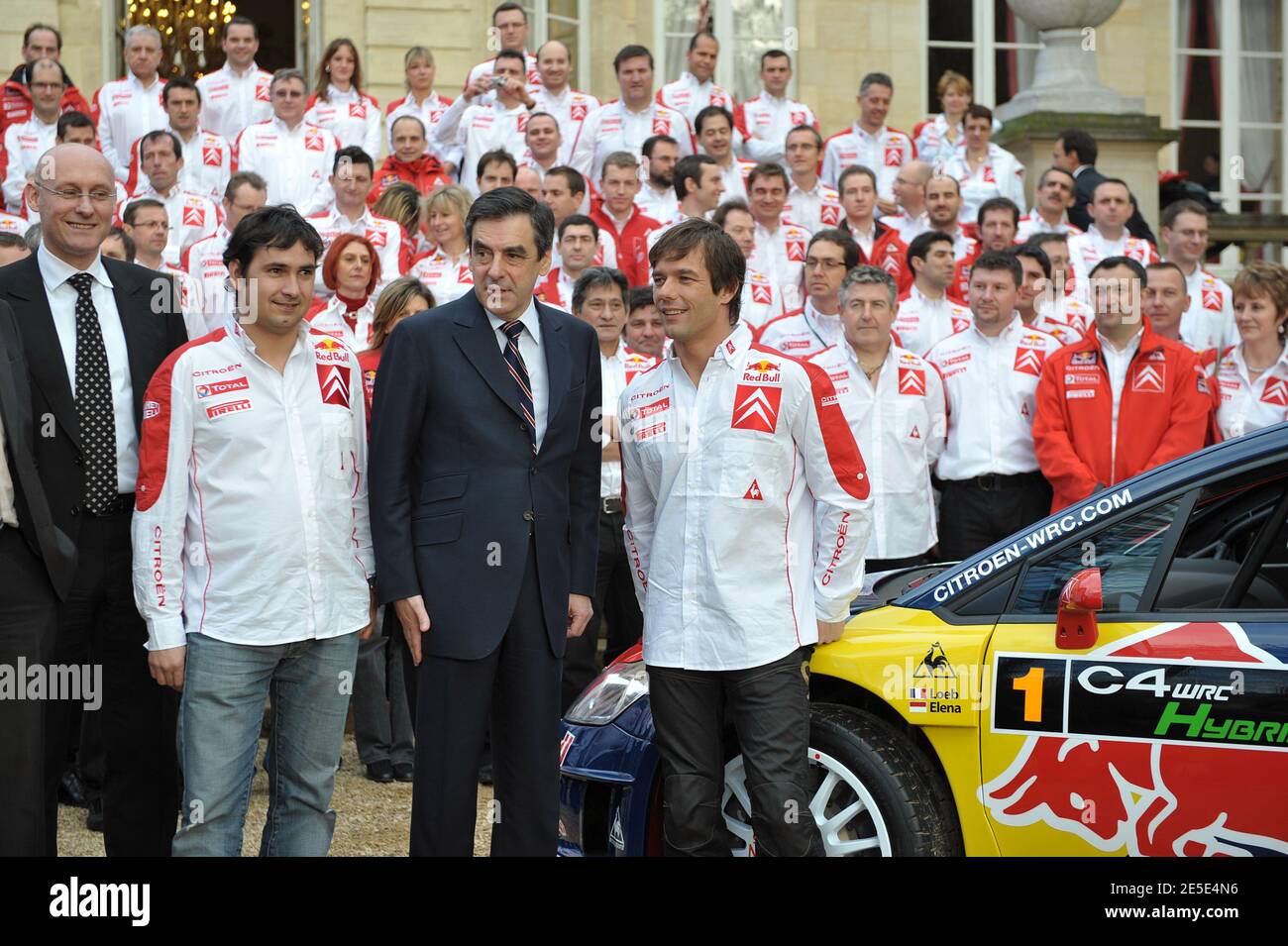 Bernard Laporte, codriver Daniel Elena, French Prime minister Francois
