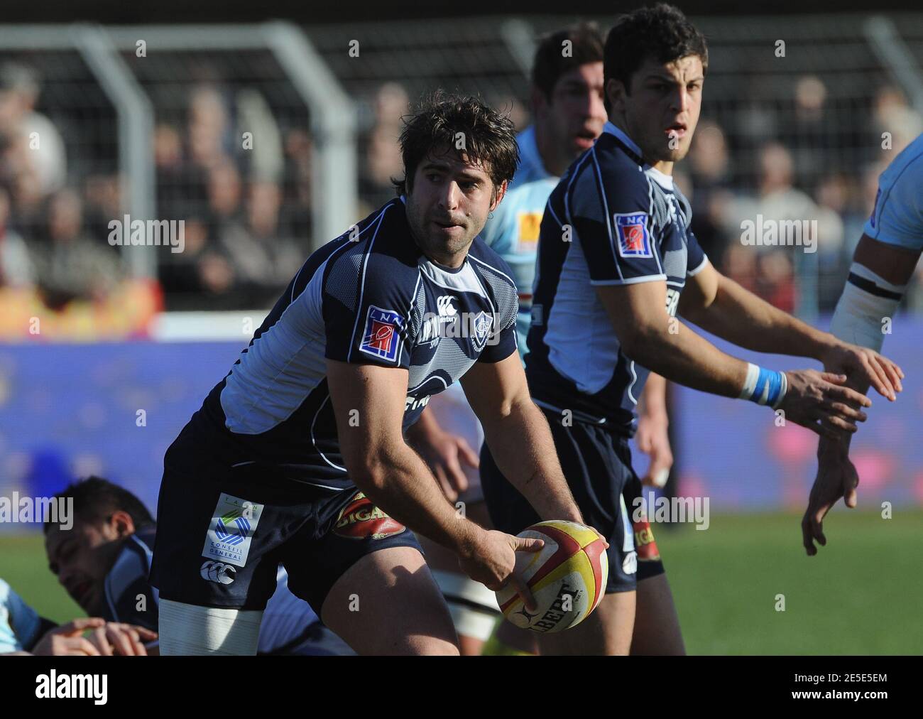 Castres' Sebastien Tillous Borde during the French championship Top 14 rugby  match USAP vs Castres at the Aime Giral stadium in Perpignan, France on  December 20, 2008. USAP won 16-9. Photo by