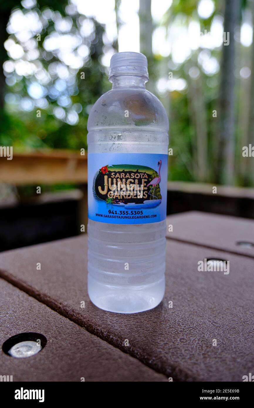 Bottled water - Sarasota Jungle Gardens, Florida Stock Photo