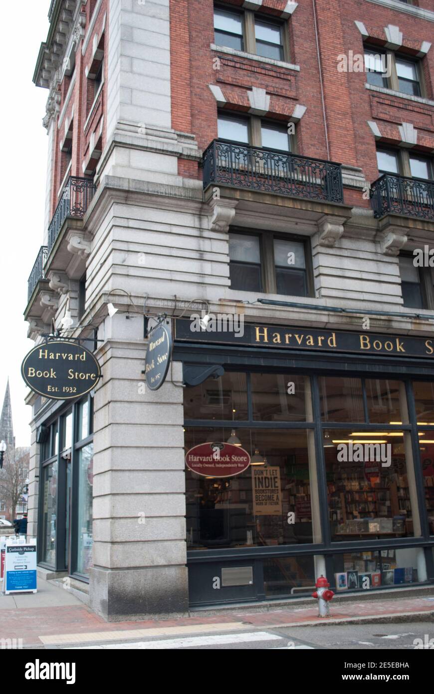 Harvard Book store. Historical places of the U.S. during pandemic. Stock Photo