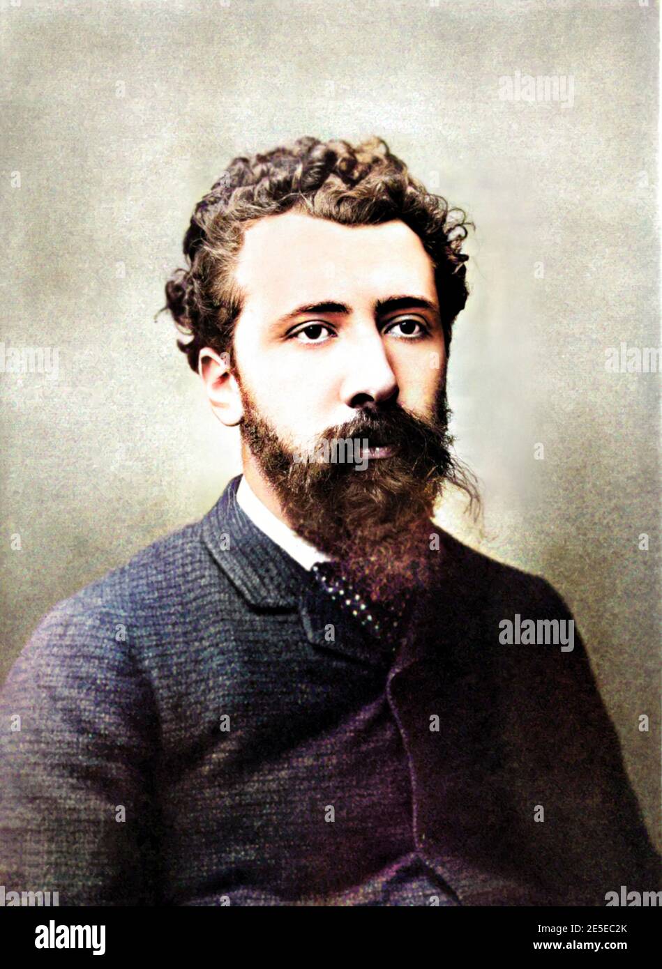 1890 ca , Paris , FRANCE : The  french  Impressioniste painter GEORGES SEURAT ( 1859 - 1891 ). Portrait by unknown photographer . DIGITALLY COLORIZED . - ARTS - ARTE - PITTURA - painting - PITTORE - artist - artista - portrait - ritratto - IMPRESSIONISTA - IMPRESSIONISMO - POINTINISME - DIVISIONISMO - DIVISIONISTA - IMPRESSIONISME - beard - barba - HISTORY - FOTO STORICHE --- ARCHIVIO GBB Stock Photo
