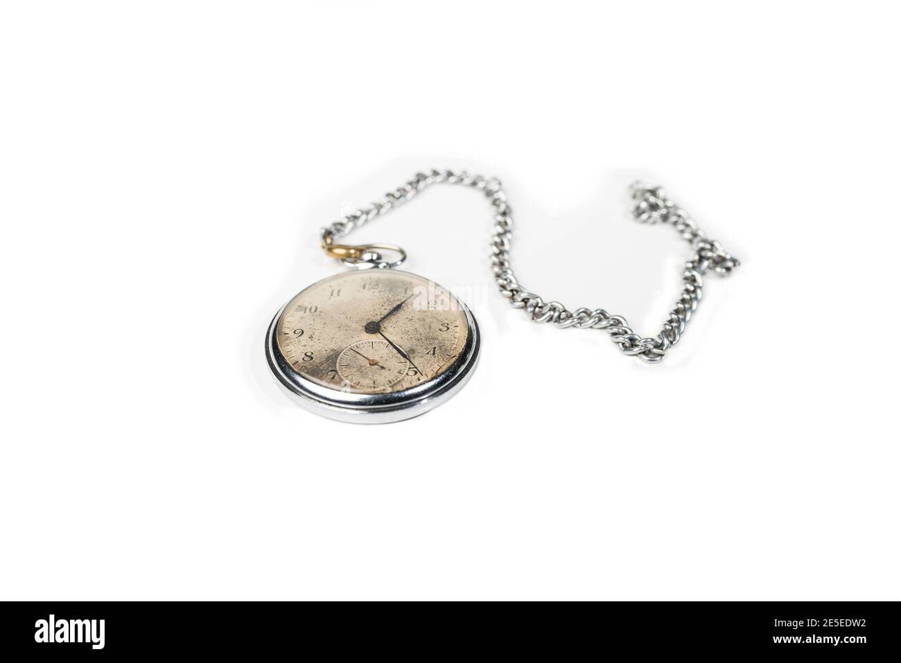 Old pocket watch on white background Stock Photo