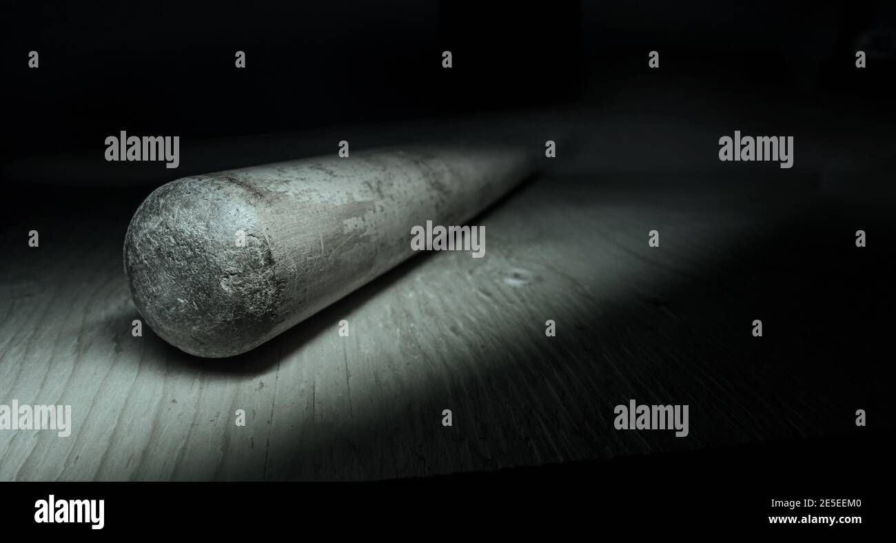 The end of the baseball bat, low key and copy space Stock Photo Alamy