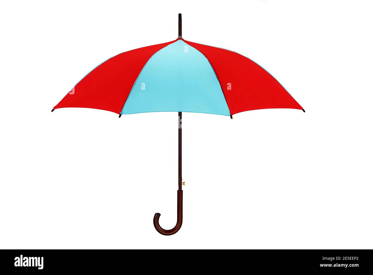 Red and blue umbrella on white with clipping path Stock Photo