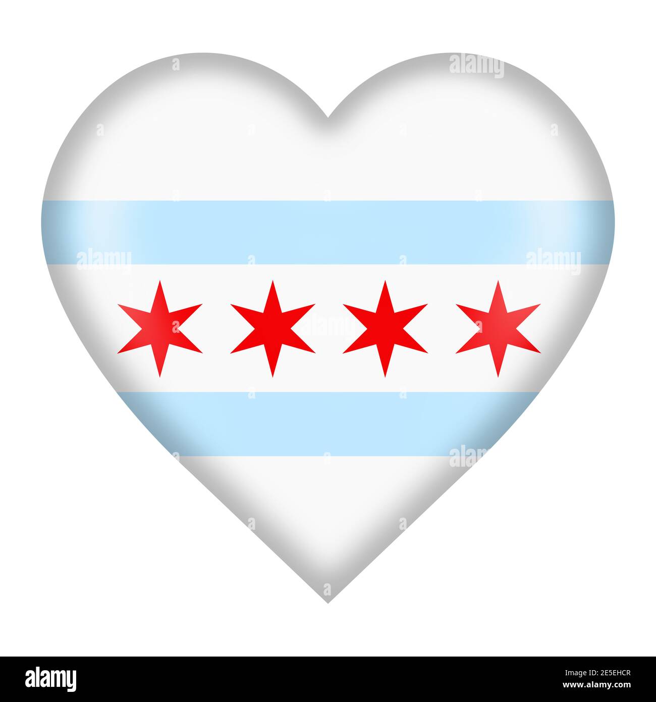Chicago flag heart button isolated on white with clipping path Stock Photo