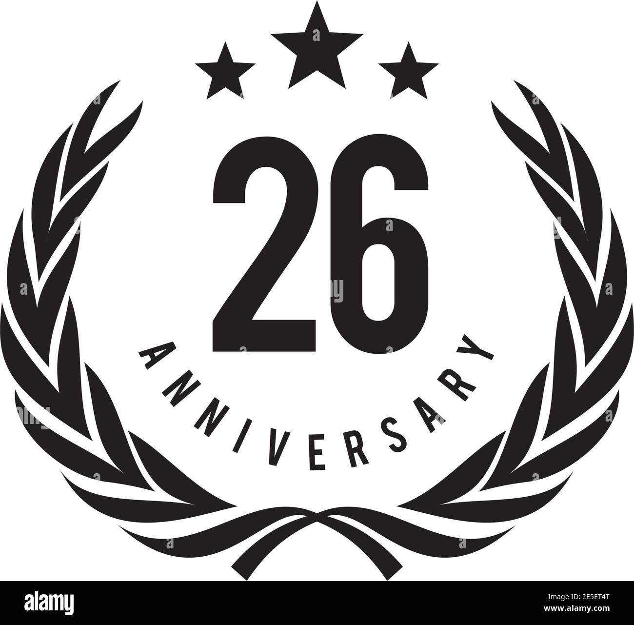 26th year anniversary emblem logo design vector template Stock Vector