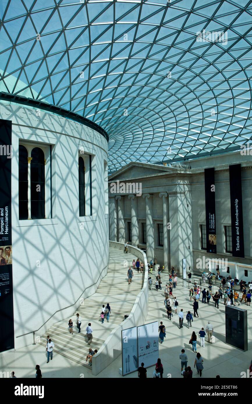 Glass ceiling of the British Museum in London. Architecture, museum, collections, stunning, buildings Stock Photo