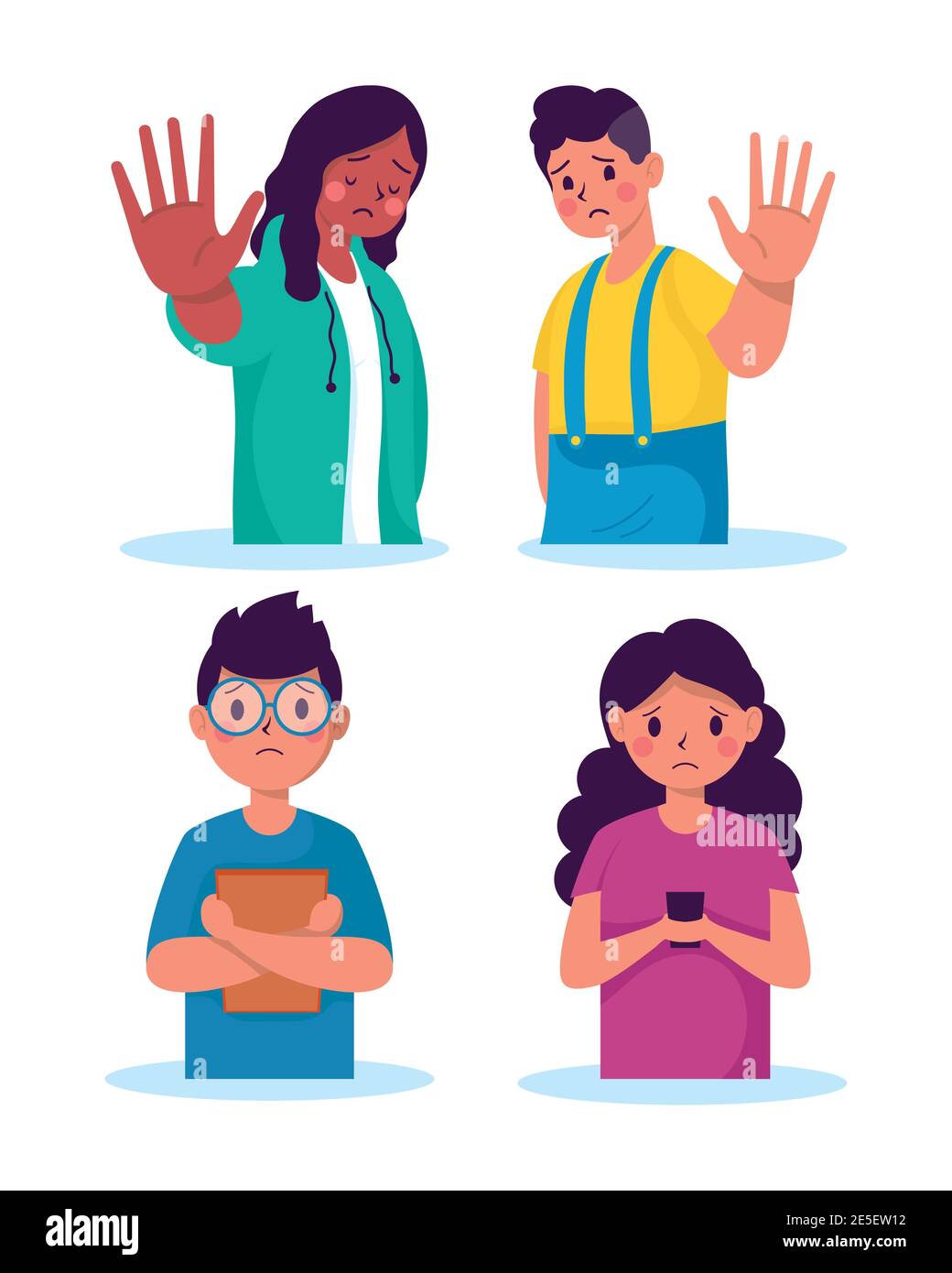 young people victims of bullying characters vector illustration design Stock Vector