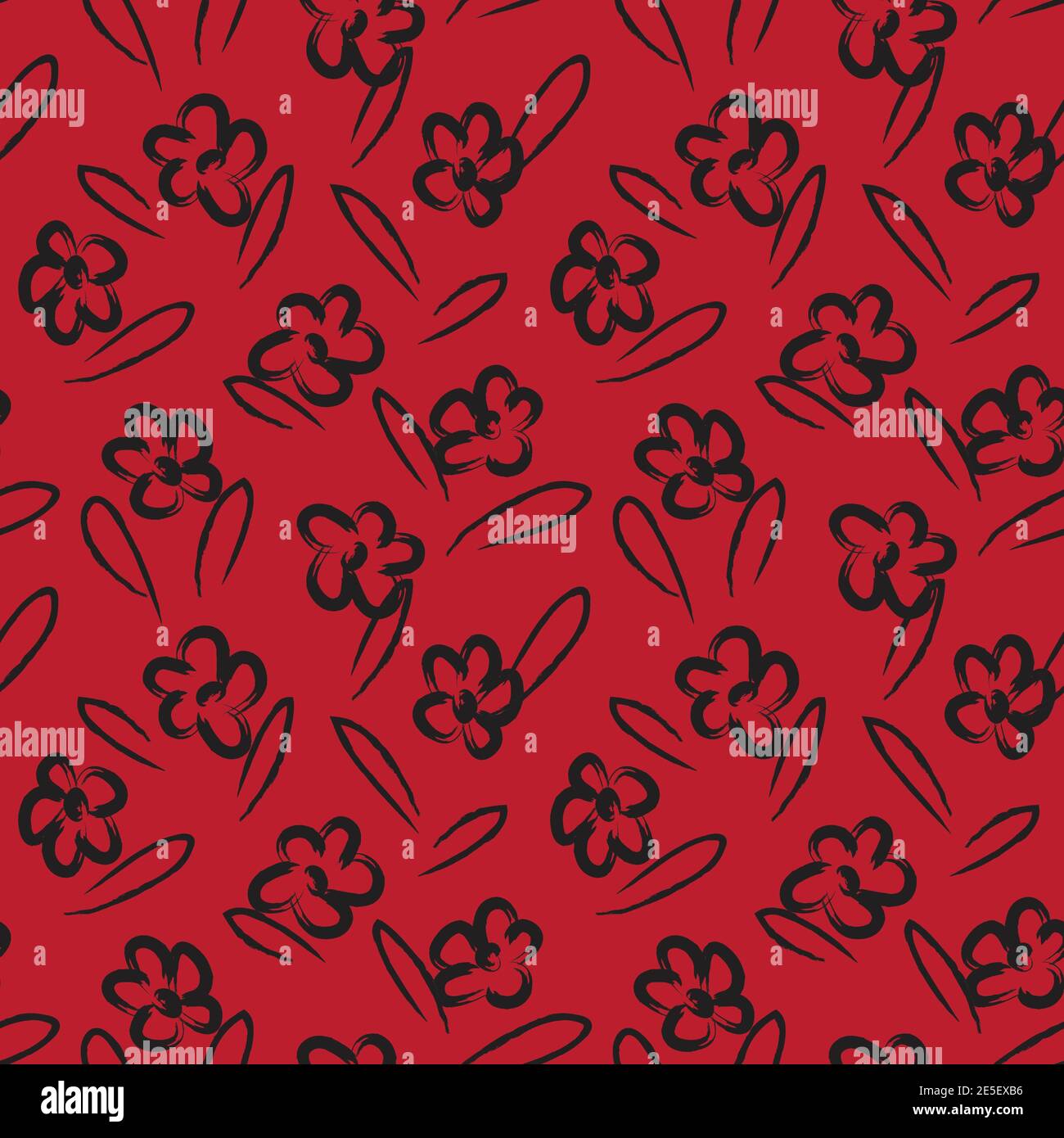 Red Floral brush strokes seamless pattern background for fashion prints ...