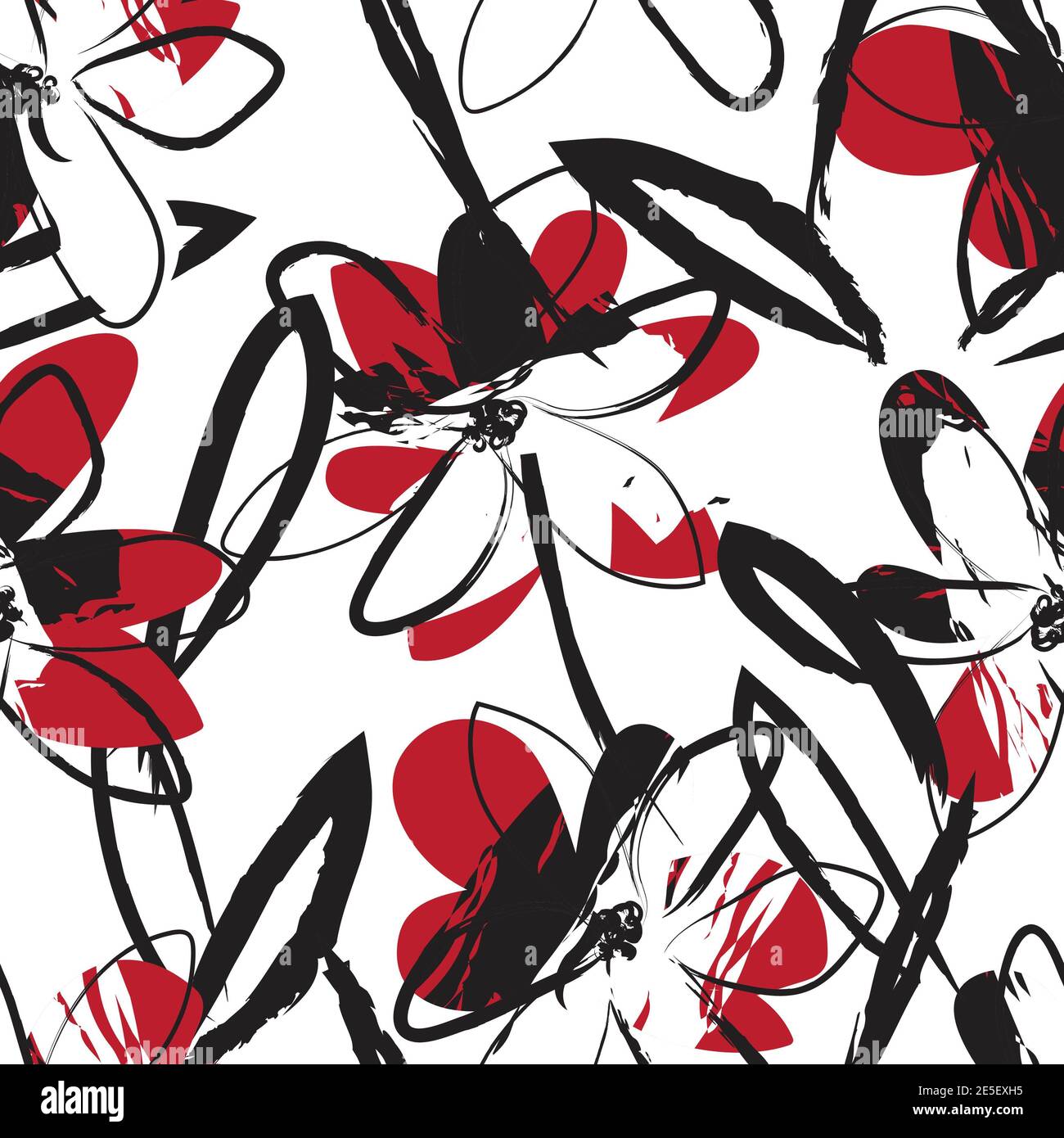 Red Floral brush strokes seamless pattern background for fashion prints ...