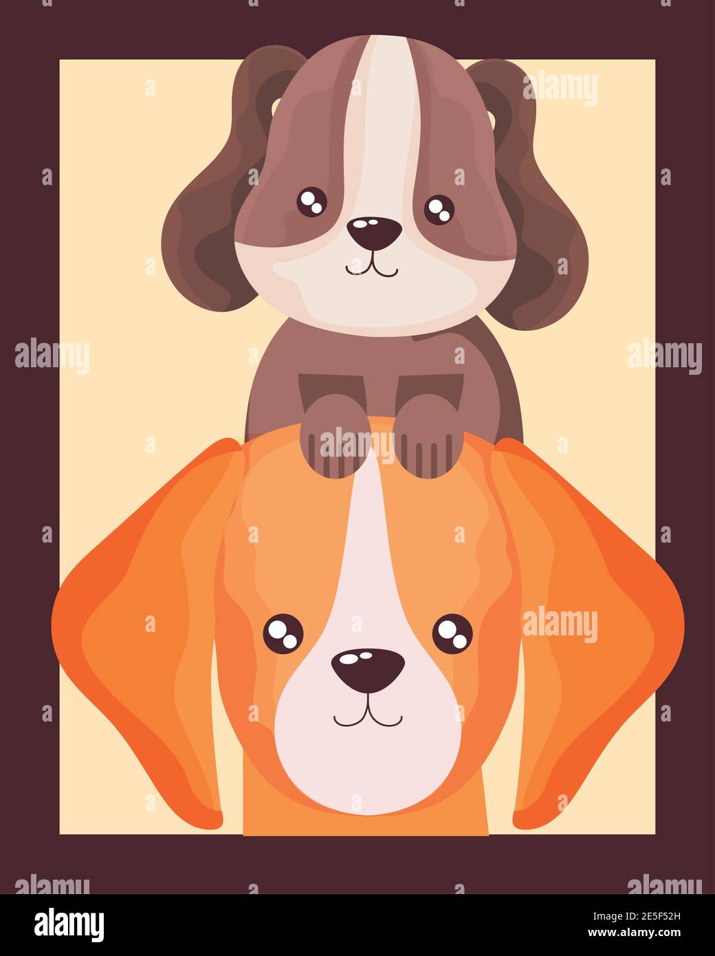portrait of cute little dogs animals cartoon vector illustration Stock ...