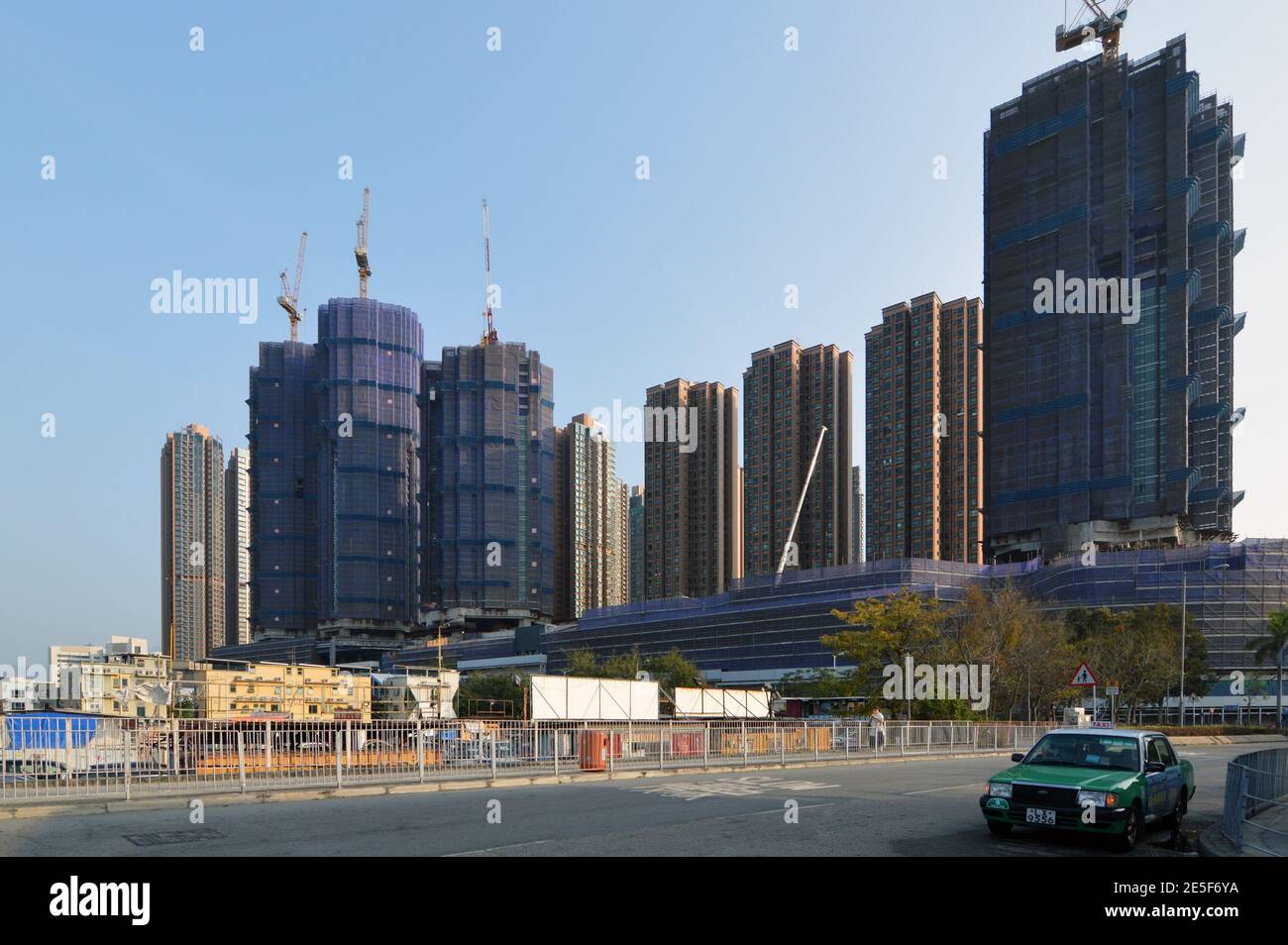 Construction of residential property development above Yuen Long Station in Hong Kong (2021) Stock Photo