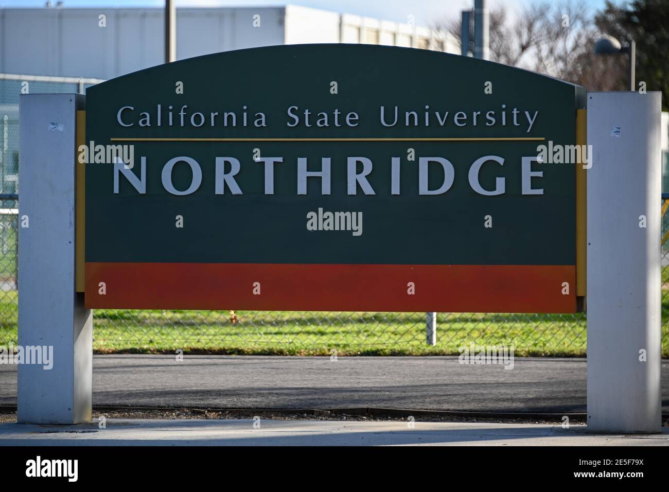 Signage at California State University Northridge, Jan. 25, 2021, in Northridge, Calif. (Dylan Stewart/Image of Sport) Stock Photo