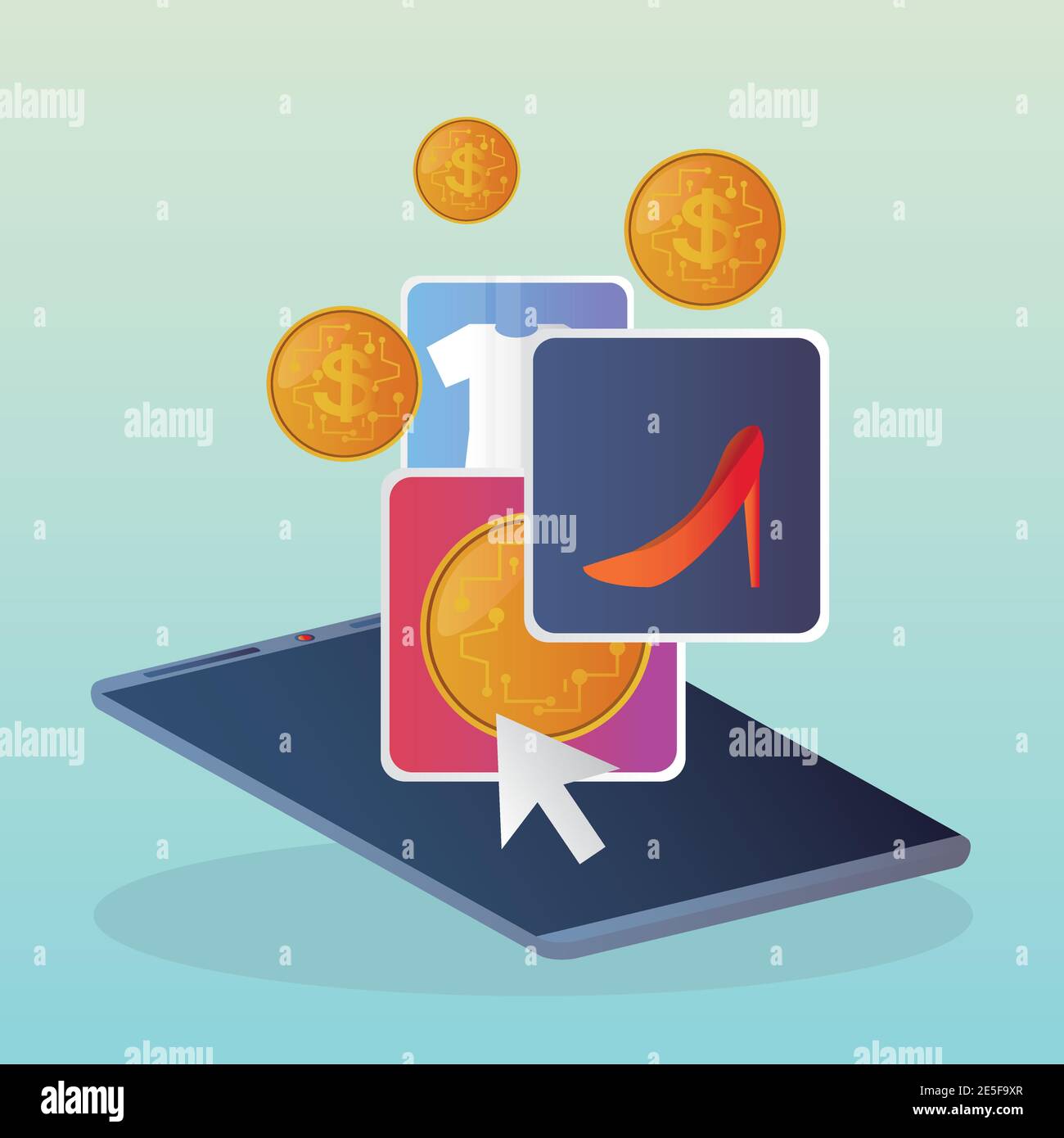 online shopping smartphone digital money fashion ecommerce vector ...