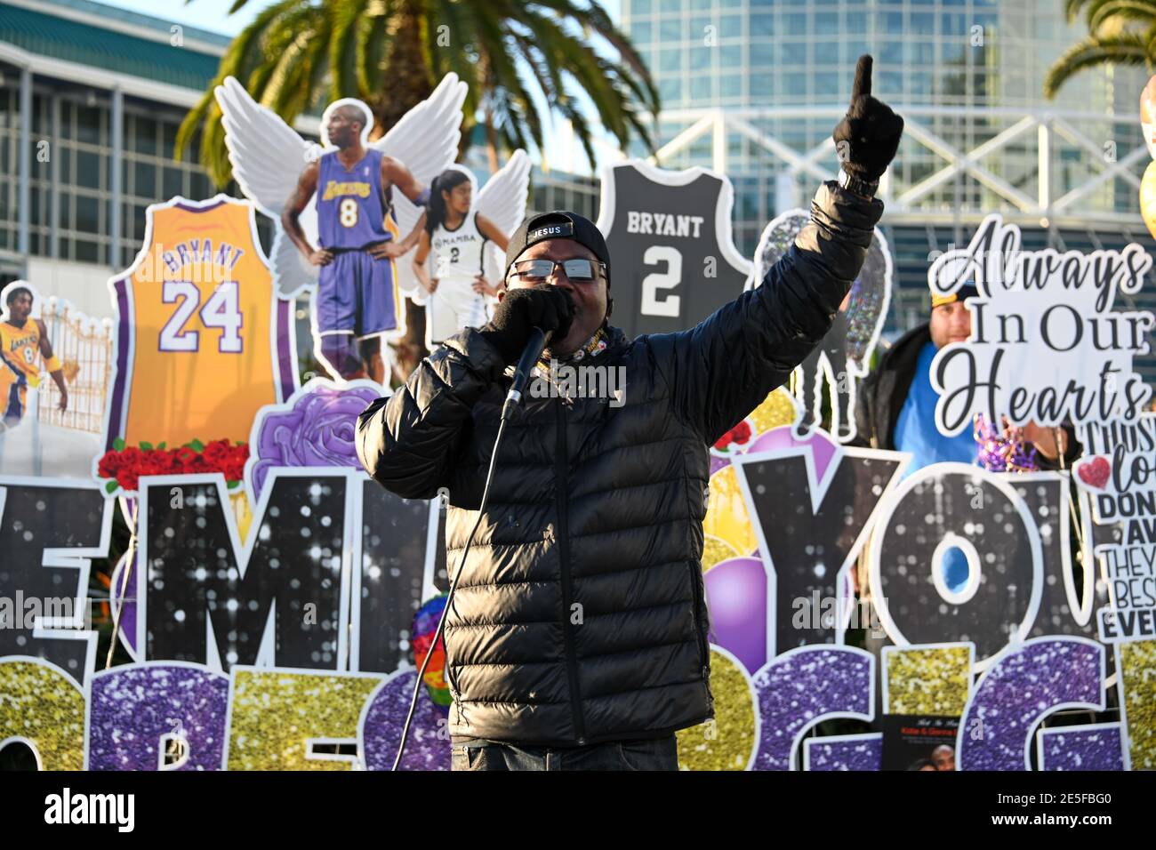 Fans gather at a memorial for Kobe Bryant and daughter Gianna near