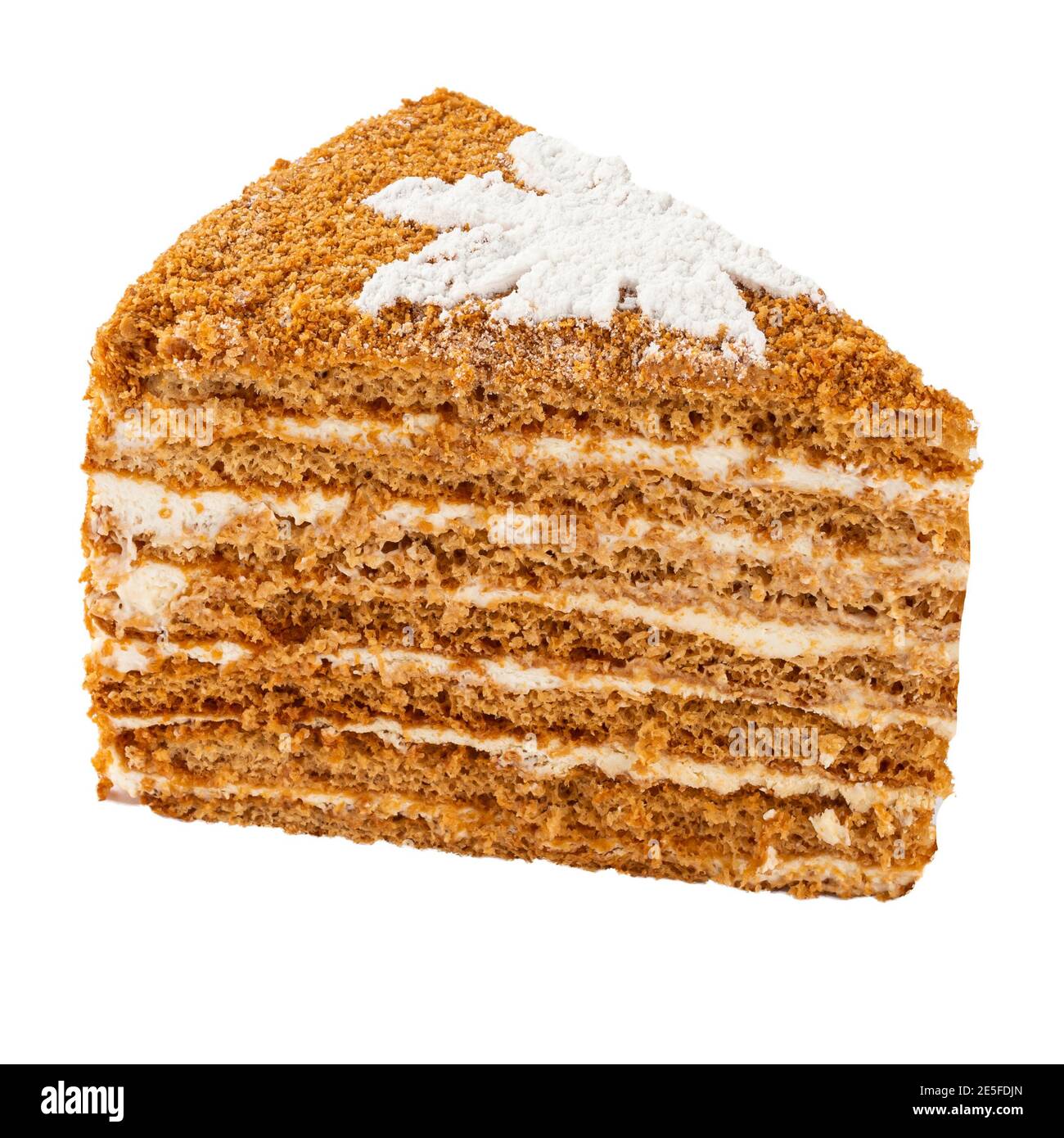 Isolated slice of honey cake with cream Stock Photo Alamy