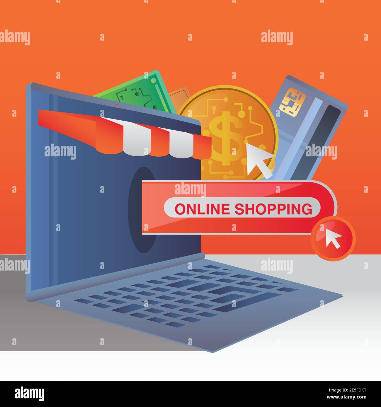 online shopping ecommerce, mobile payment money bank card vector ...