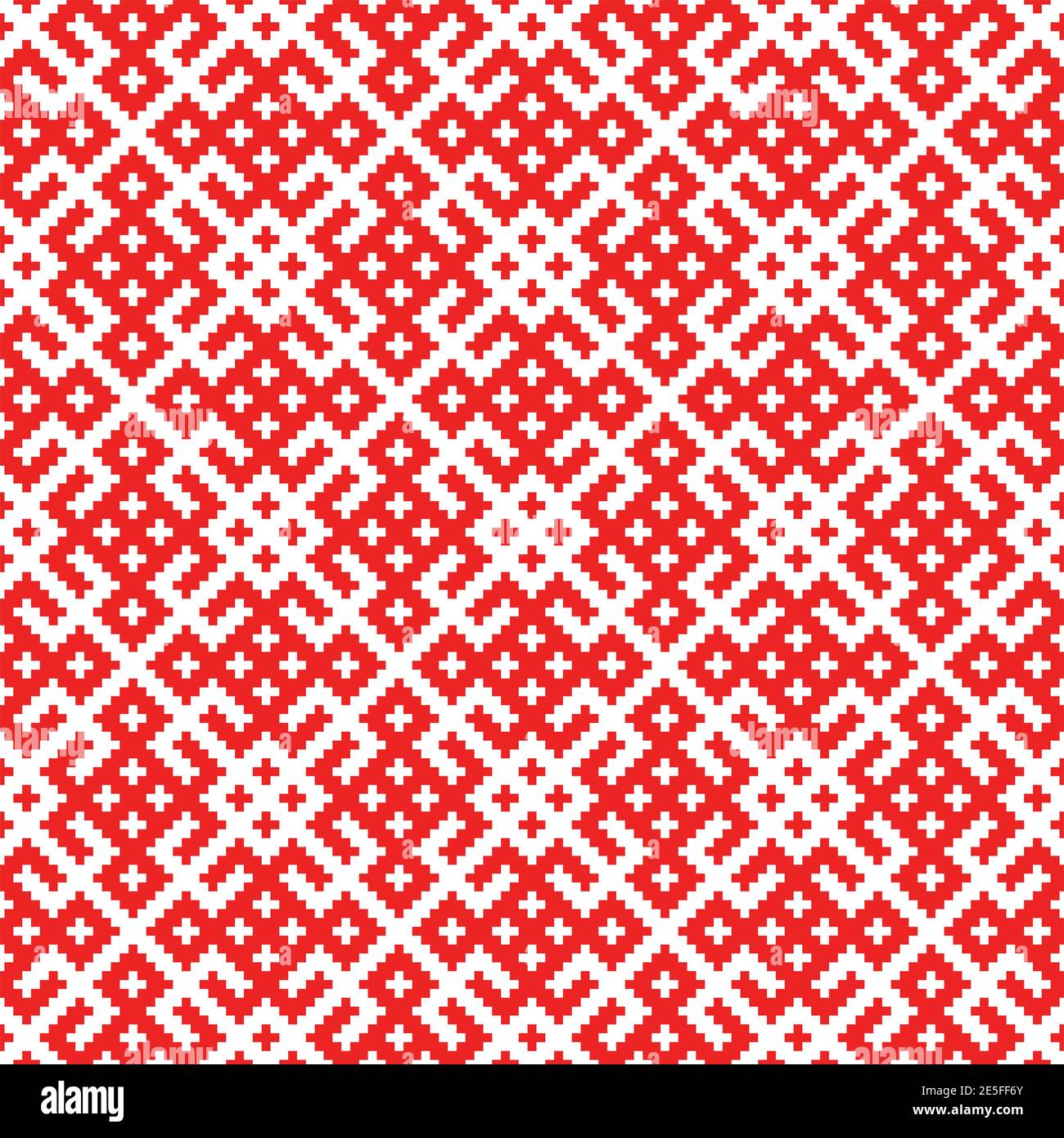 Seamless traditional Russian and slavic ornament .Symmetric view in the form of squares. Stock Vector