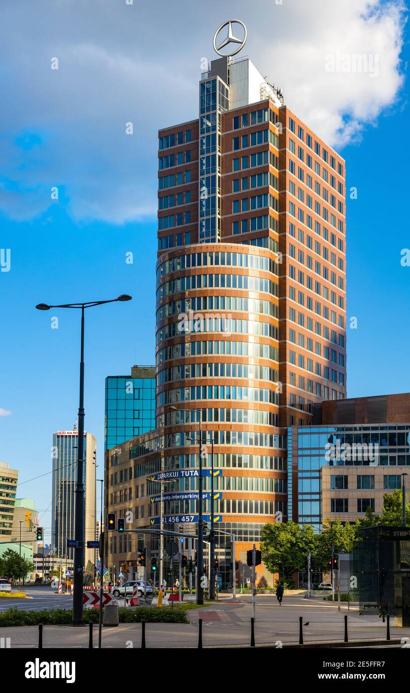 Warsaw, Poland - May 22, 2020: Ilmet office tower at Rondo ONZ circle in Srodmiescie business district of Warsaw Stock Photo
