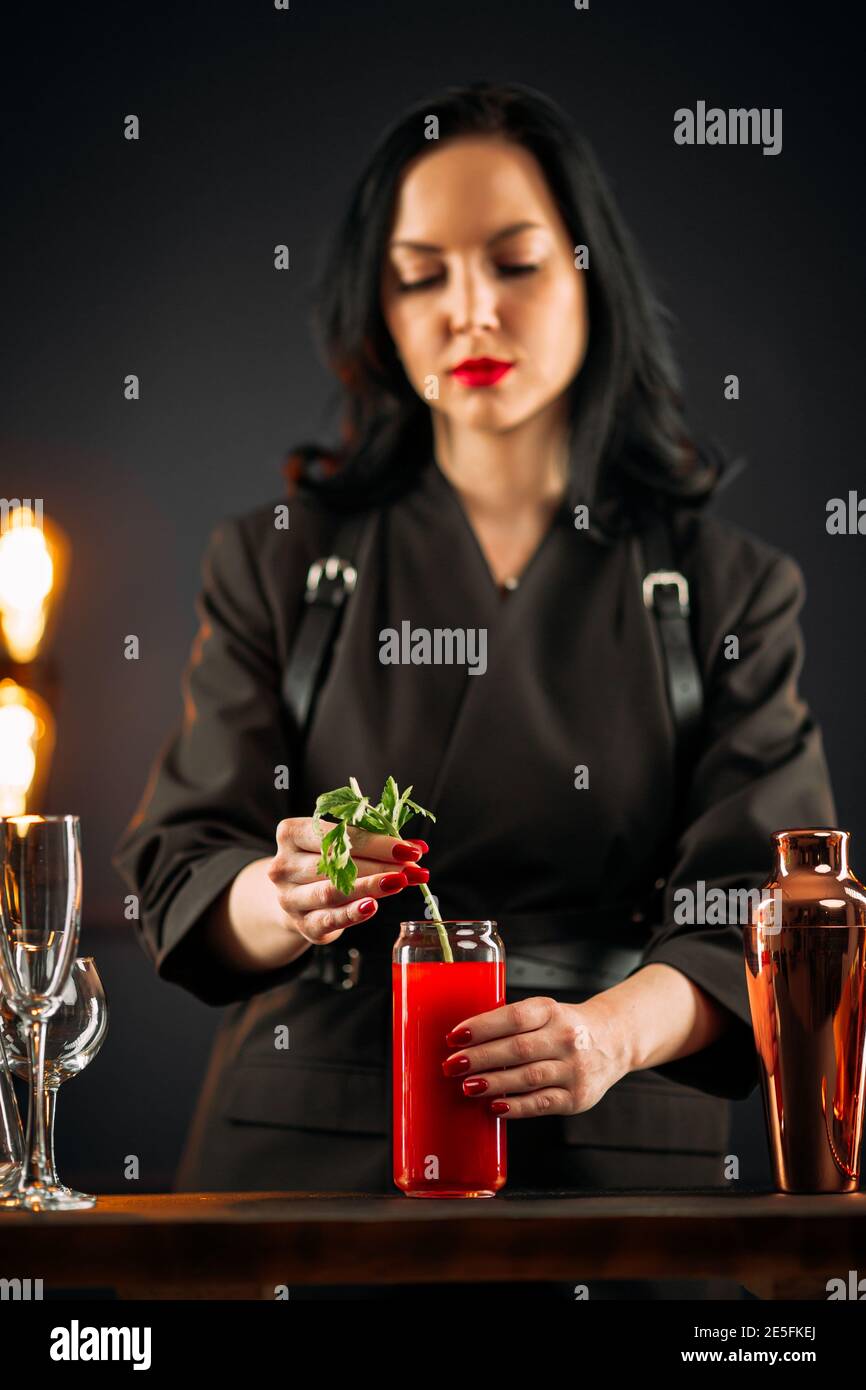 https://c8.alamy.com/comp/2E5FKEJ/woman-making-bloody-mary-cocktail-with-celery-2E5FKEJ.jpg