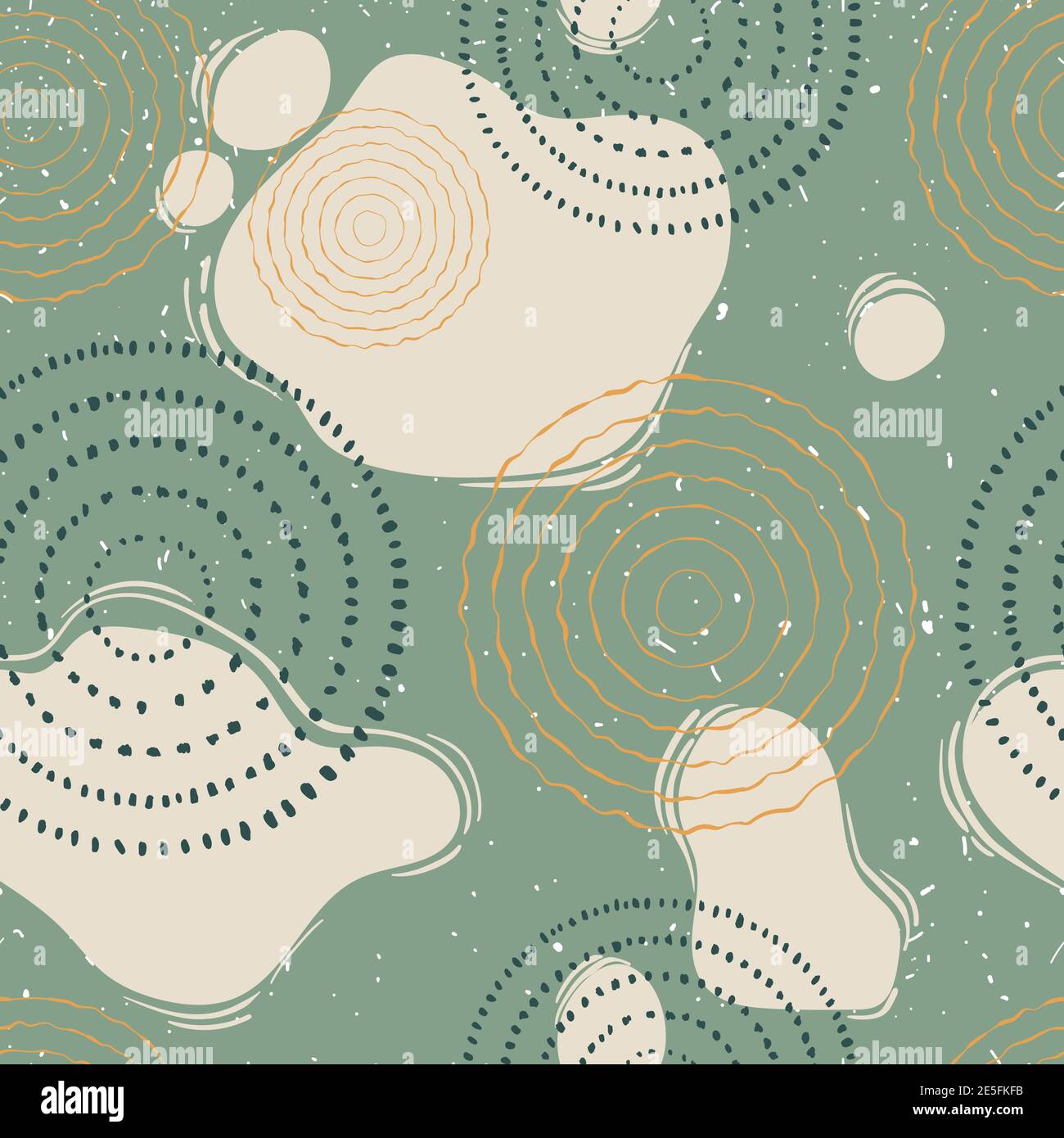 Modern abstract seamless pattern with hand drawn textures, spots and ...