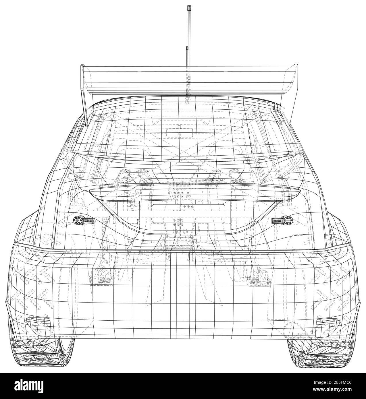 Racing car vector. Autocross transport. Wire-frame. The layers of visible and invisible lines are separated. EPS10 format Stock Vector