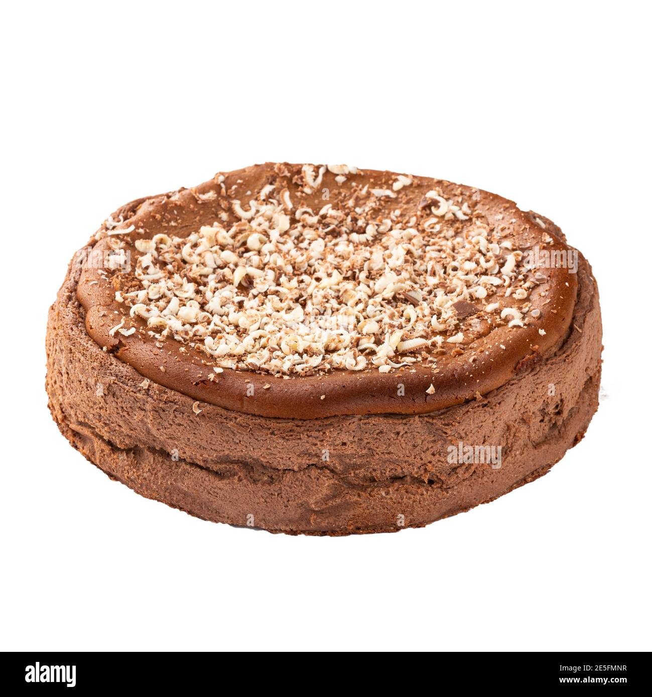 Isolate chocolate spanish cheesecake on the white Stock Photo