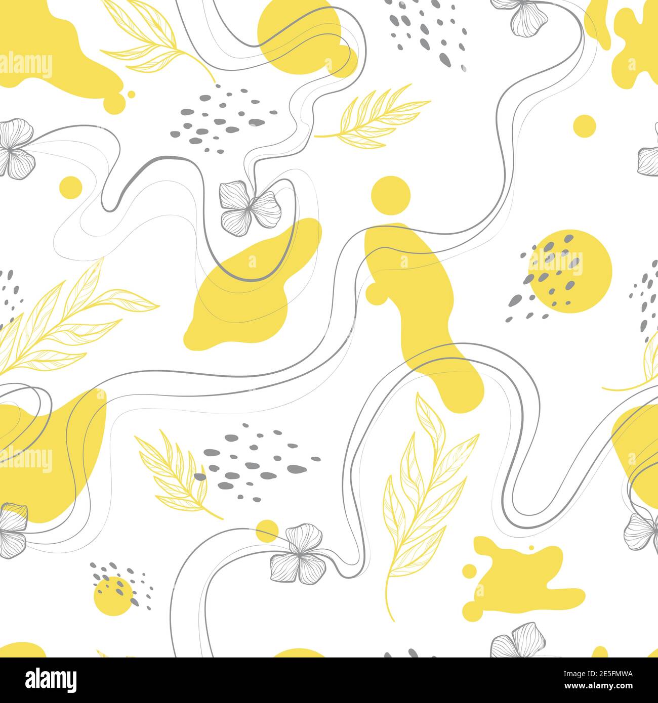 Modern abstract seamless pattern with hand drawn textures, spots and ...