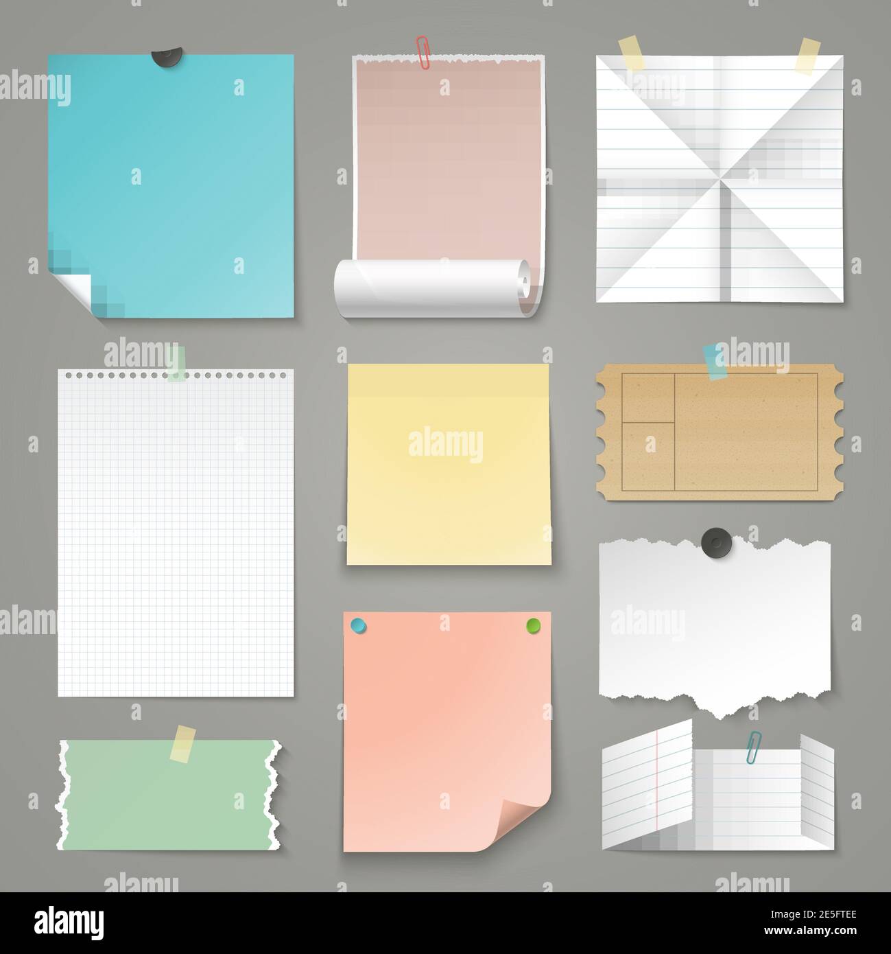 Set of torn paper backgrounds. Vector illustration Stock Vector