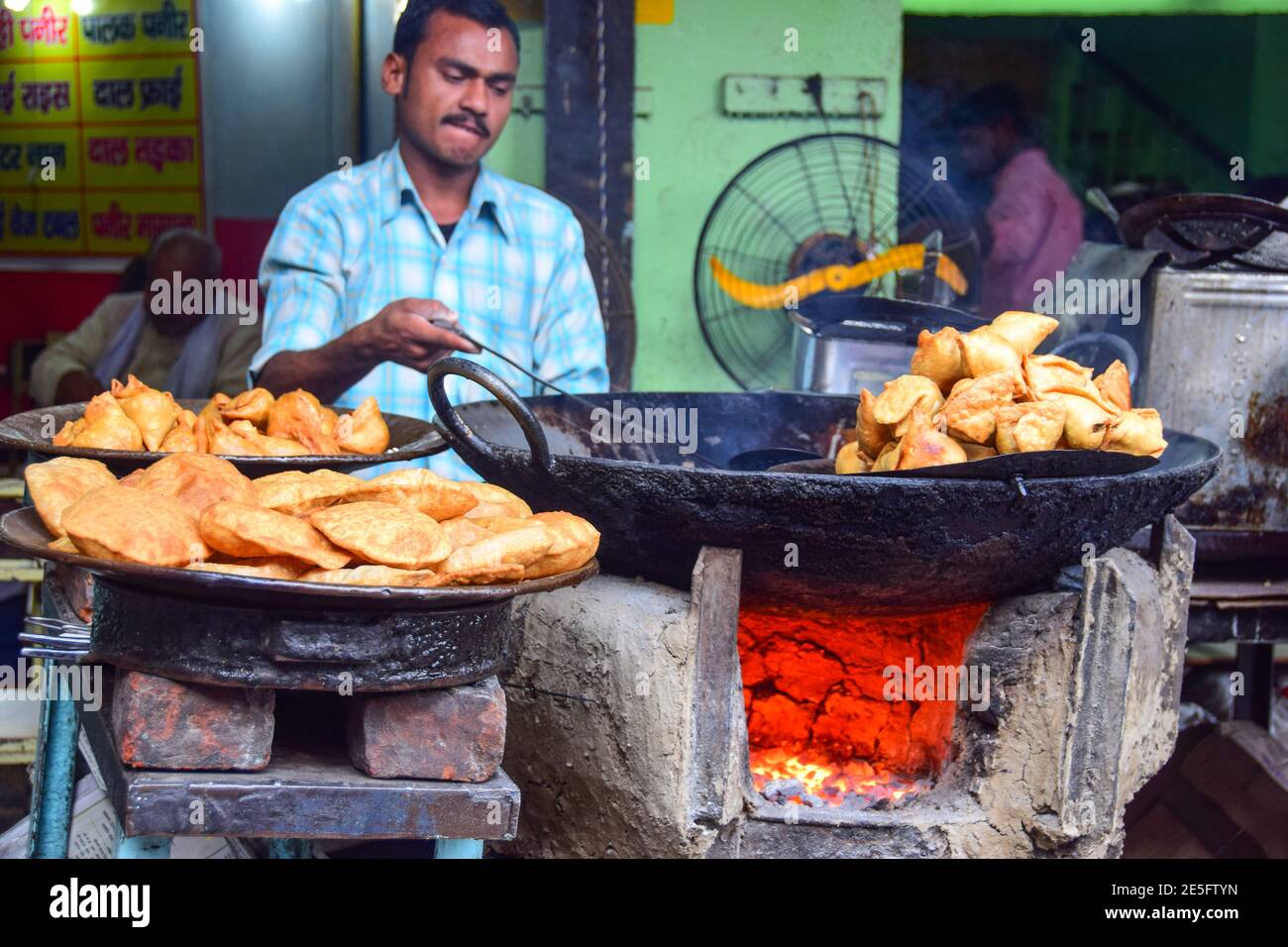 Indian Street Food, Varanasi, India Stock Photo