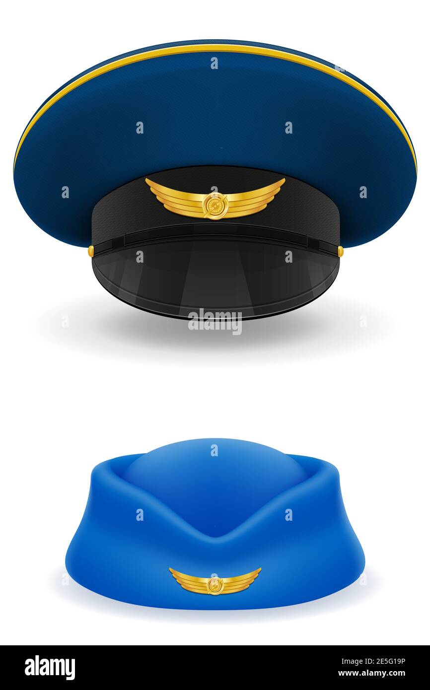 pilot-and-stewardess-hat-for-passenger-airlines-vector-illustration-isolated-on-white-background-stock-photo-alamy