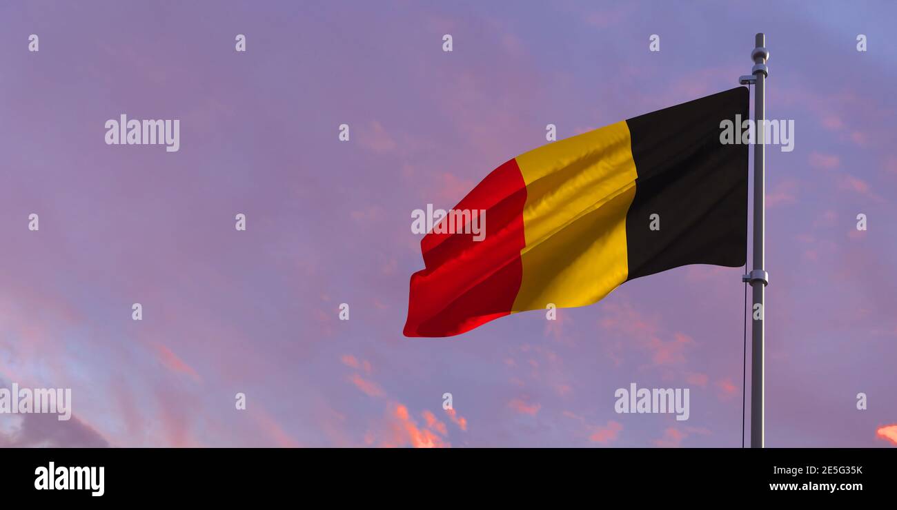 3d rendering of the national flag of the Belgium Stock Photo