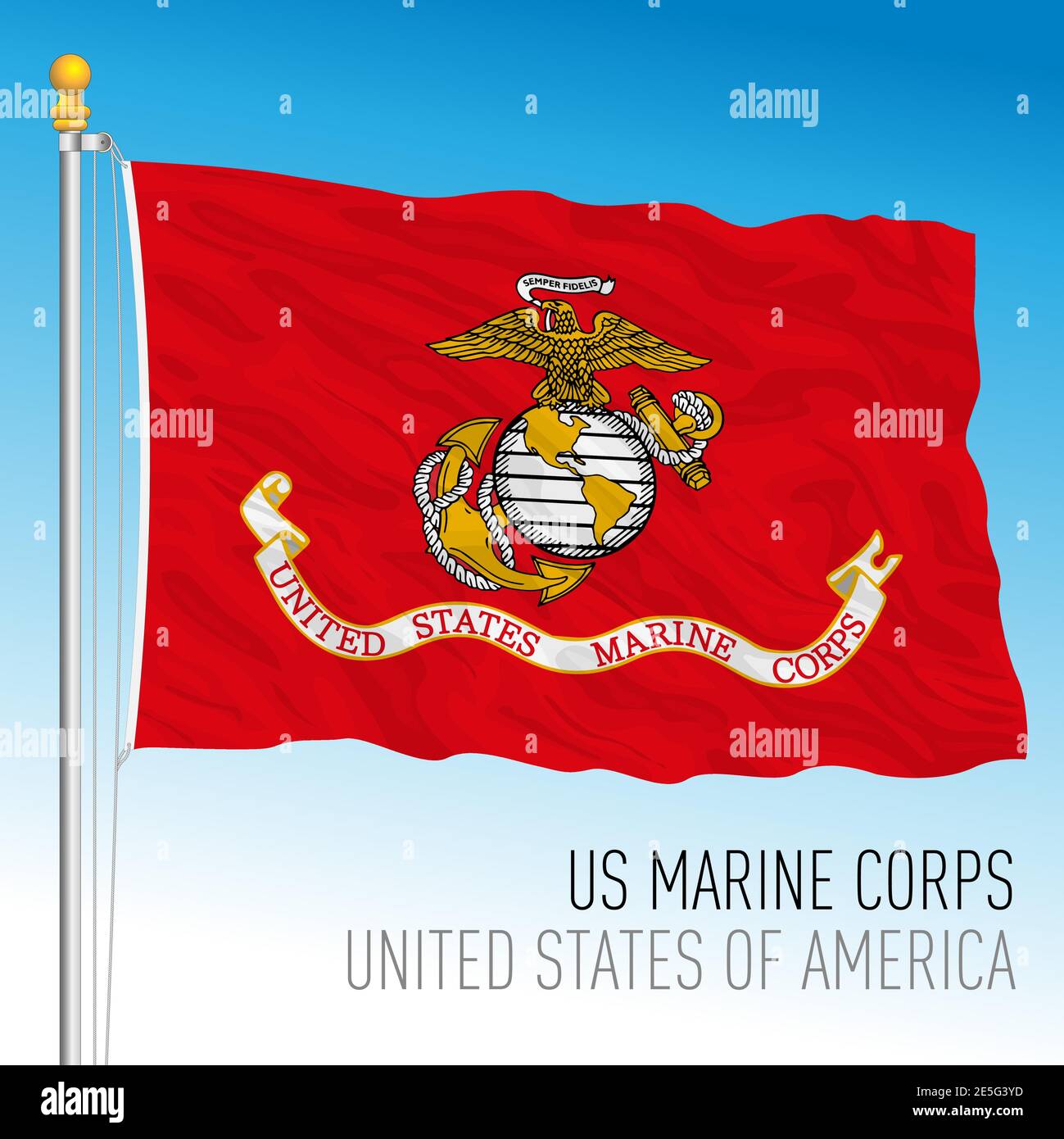 US Marine Corps flag, United States, vector illustration Stock Vector