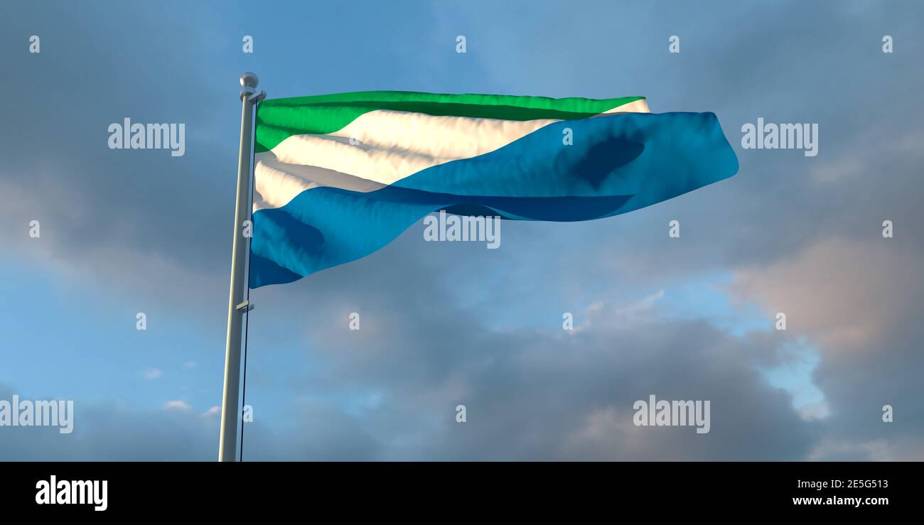 3d rendering of the national flag of the Sierra Leone Stock Photo - Alamy