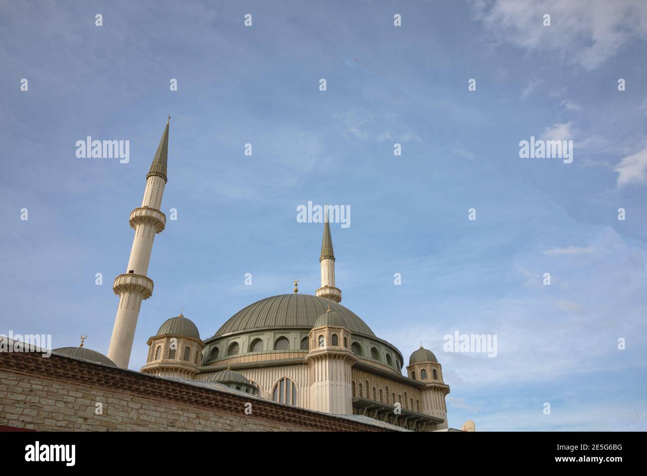 Taksim Mosque in Istanbul. Newly built mosque in Taksim Square in Istanbul. Neoclassic ottoman architecture. Stock Photo