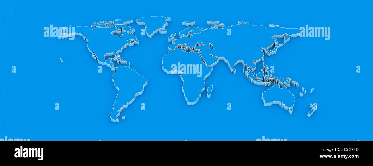 Blue world map 3d illustration Stock Photo - Alamy