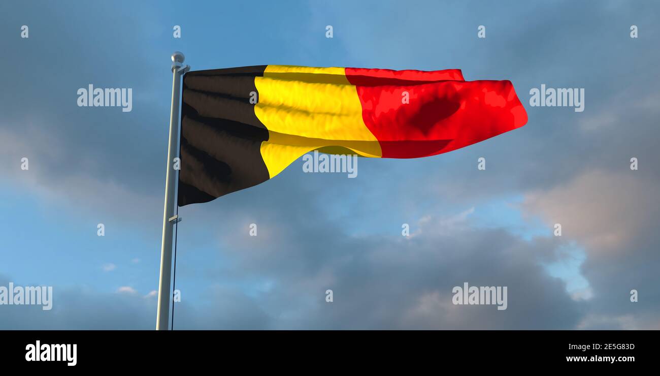 3d rendering of the national flag of the Belgium Stock Photo