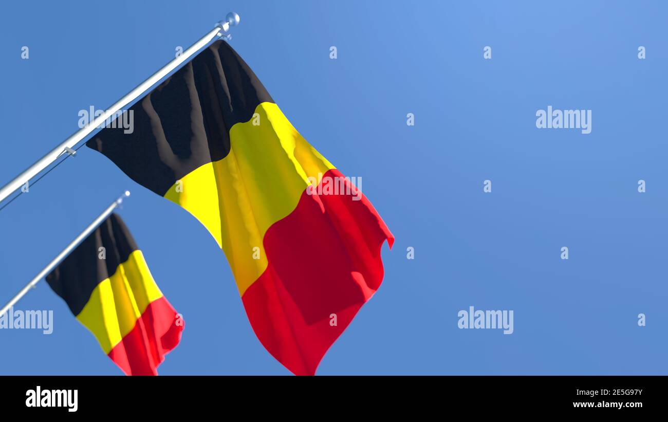 3D Rendering Of The National Flag Of Belgium Waving In The Wind Stock 3d-rendering-of-the-national-flag-of-belgium-waving-in-the-wind-stock